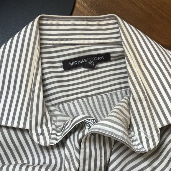 Michael KORS Striped Long Sleeve Button Shirt Men’s Size 16 34/35 - Picture 5 of 6